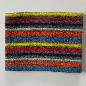 Lands’ End Fleece Stripes Ear Muffs Warmer Kids Gray Blue Red Hat Head Band EUC